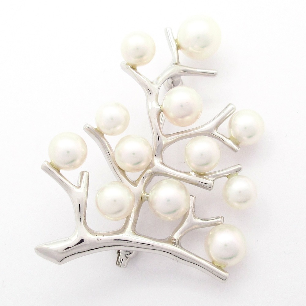 Mikimoto Kofuku no ki/The Tree of Happiness Brooch Silver Pearl